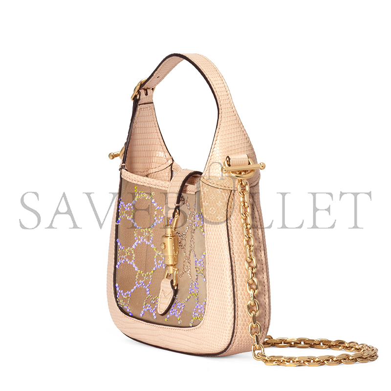 GUCCI JACKIE 1961 MINI CRYSTAL GG LIZARD BAG 677027 (19*13*3cm)